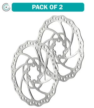2 Pack Tektro TR180-17 Disc Brake Rotor - 180mm, 6-Bolt, 2.3mm Thickness, Silver