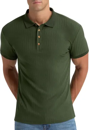 Aimeilgot Mens Polo Shirts Short Sleeve Casual Retro Summer T-Shirts Soft Knitted Classic Polo Tees