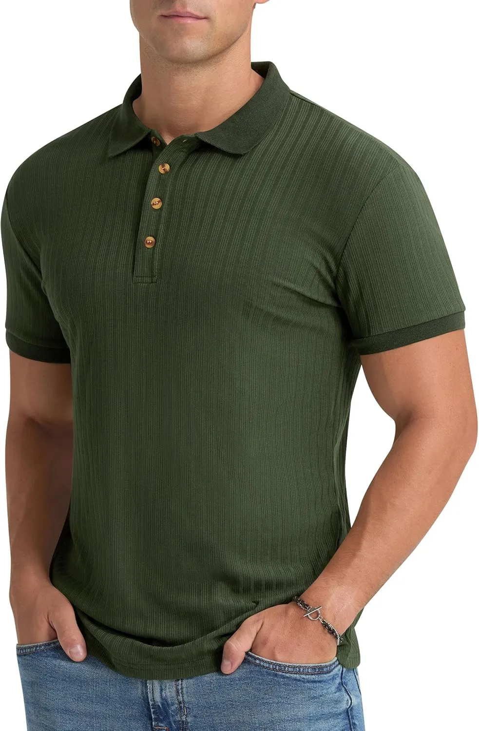 Aimeilgot Mens Polo Shirts Short Sleeve Casual Retro Summer T-Shirts Soft Knitted Classic Polo Tees