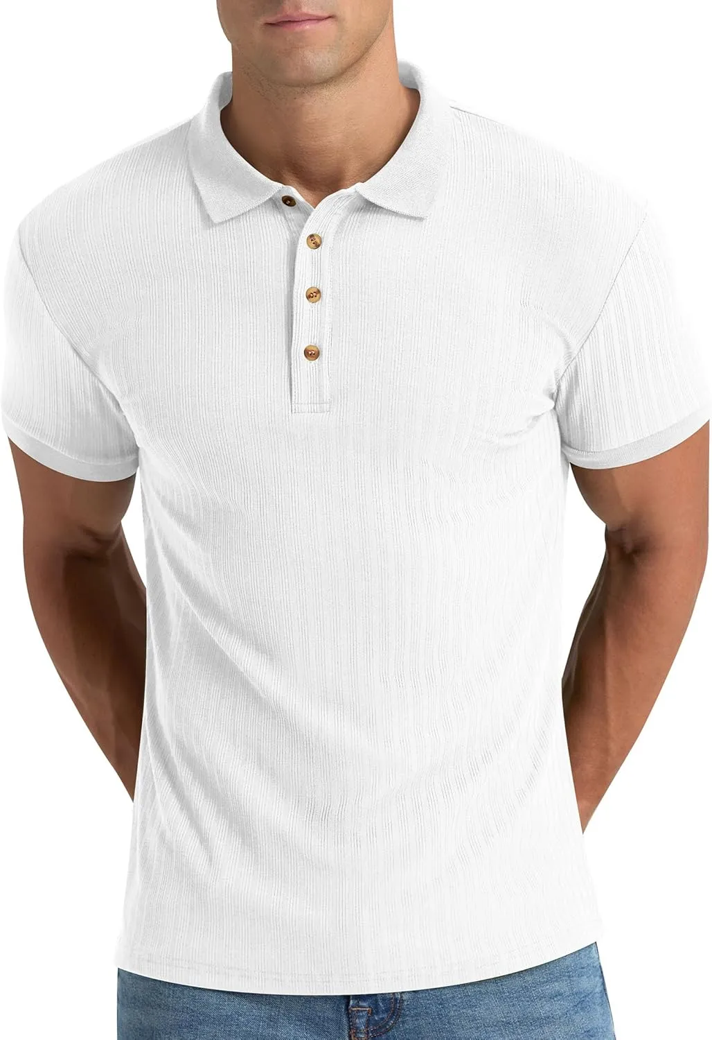 Aimeilgot Mens Polo Shirts Short Sleeve Casual Retro Summer T-Shirts Soft Knitted Classic Polo Tees