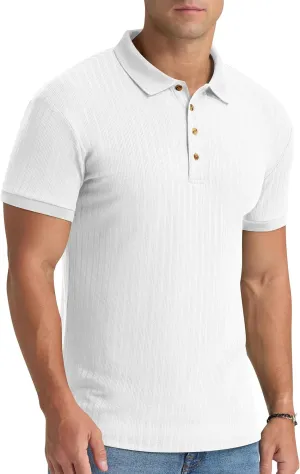 Aimeilgot Mens Polo Shirts Short Sleeve Casual Retro Summer T-Shirts Soft Knitted Classic Polo Tees