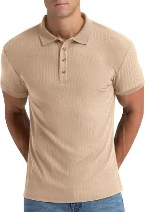 Aimeilgot Mens Polo Shirts Short Sleeve Casual Retro Summer T-Shirts Soft Knitted Classic Polo Tees