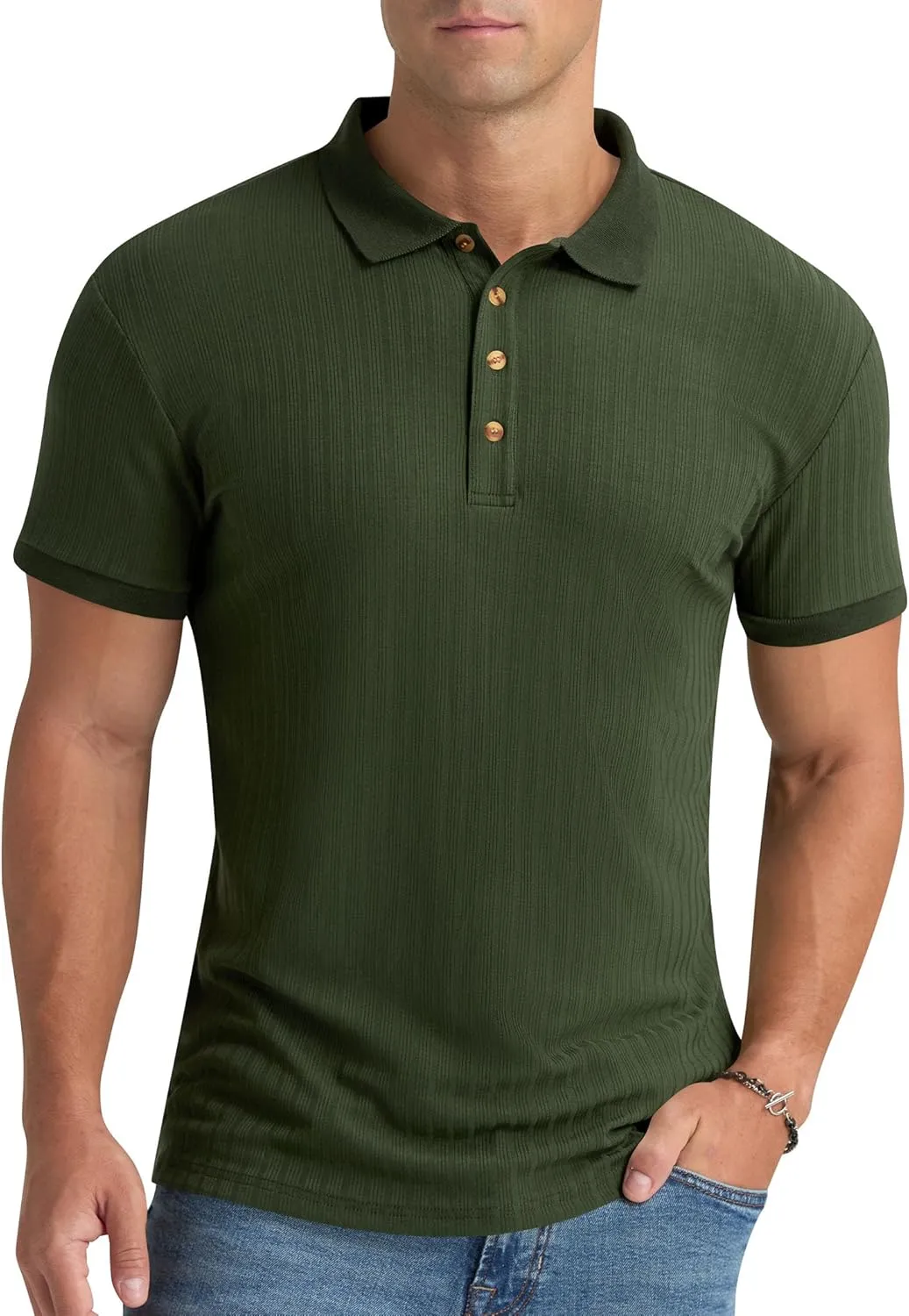 Aimeilgot Mens Polo Shirts Short Sleeve Casual Retro Summer T-Shirts Soft Knitted Classic Polo Tees