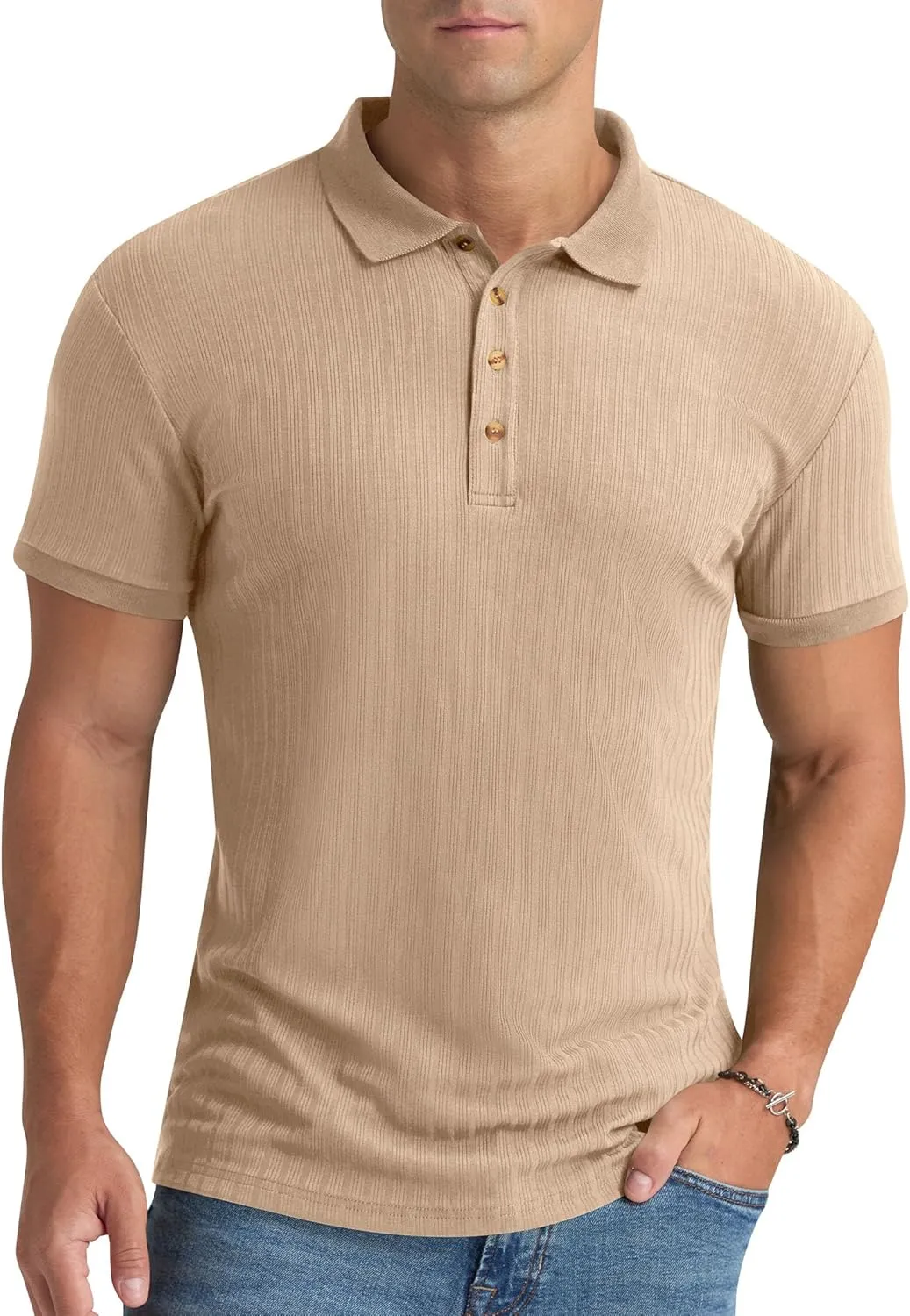 Aimeilgot Mens Polo Shirts Short Sleeve Casual Retro Summer T-Shirts Soft Knitted Classic Polo Tees
