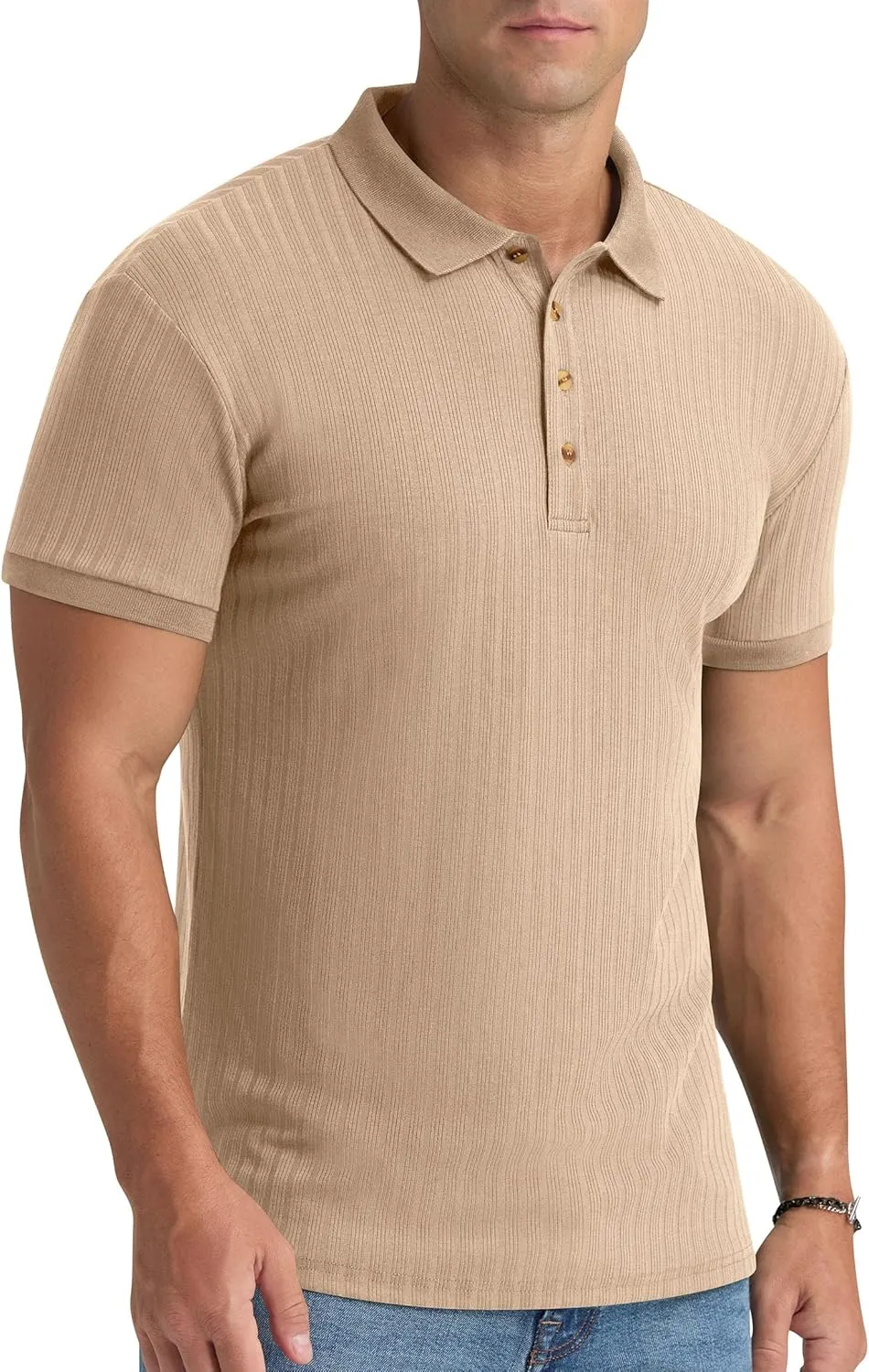 Aimeilgot Mens Polo Shirts Short Sleeve Casual Retro Summer T-Shirts Soft Knitted Classic Polo Tees