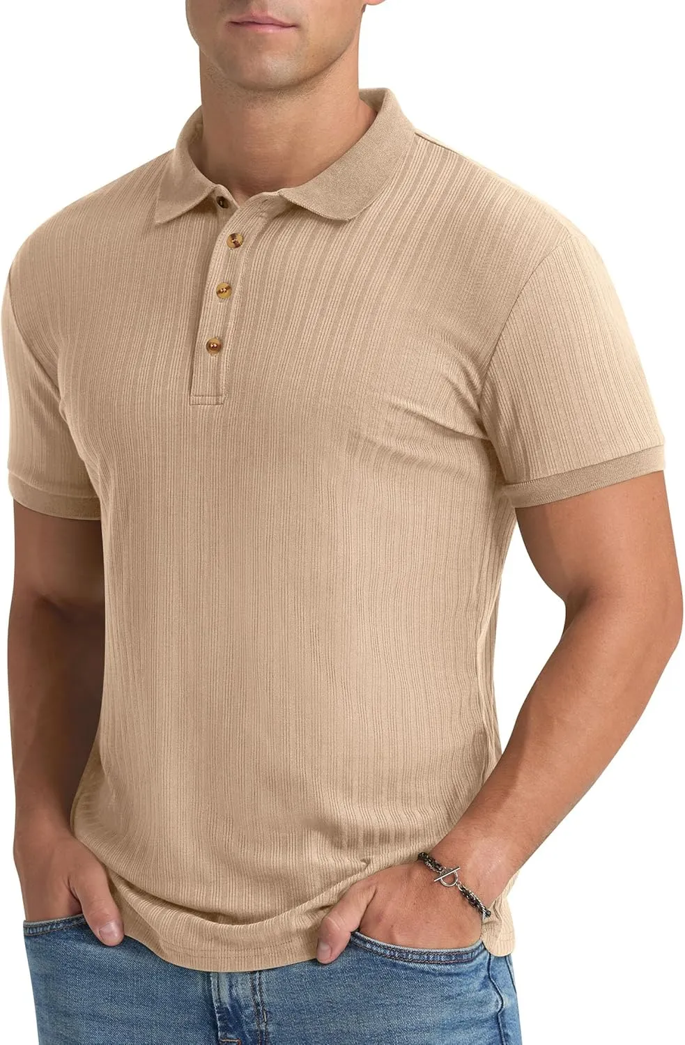 Aimeilgot Mens Polo Shirts Short Sleeve Casual Retro Summer T-Shirts Soft Knitted Classic Polo Tees