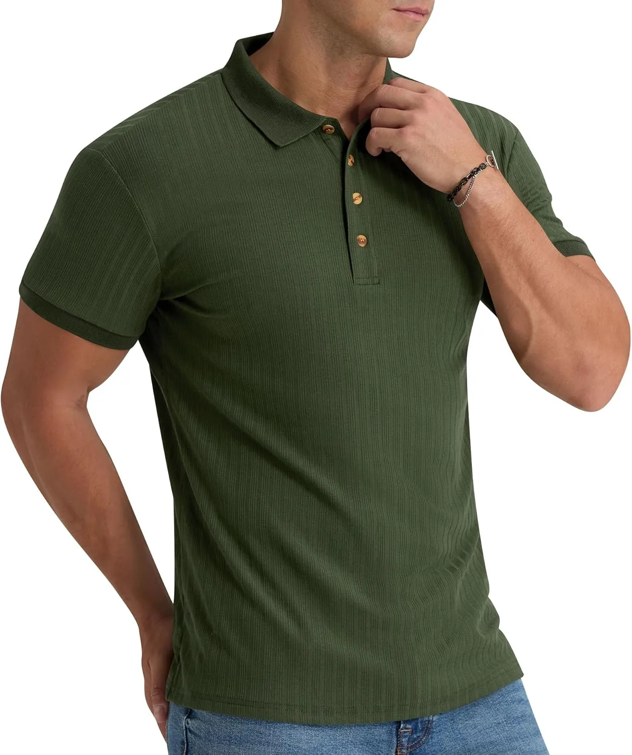 Aimeilgot Mens Polo Shirts Short Sleeve Casual Retro Summer T-Shirts Soft Knitted Classic Polo Tees
