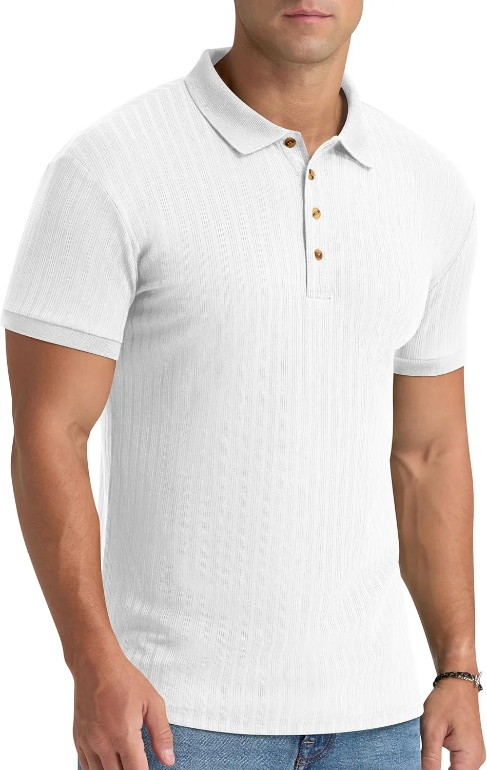 Aimeilgot Mens Polo Shirts Short Sleeve Casual Retro Summer T-Shirts Soft Knitted Classic Polo Tees