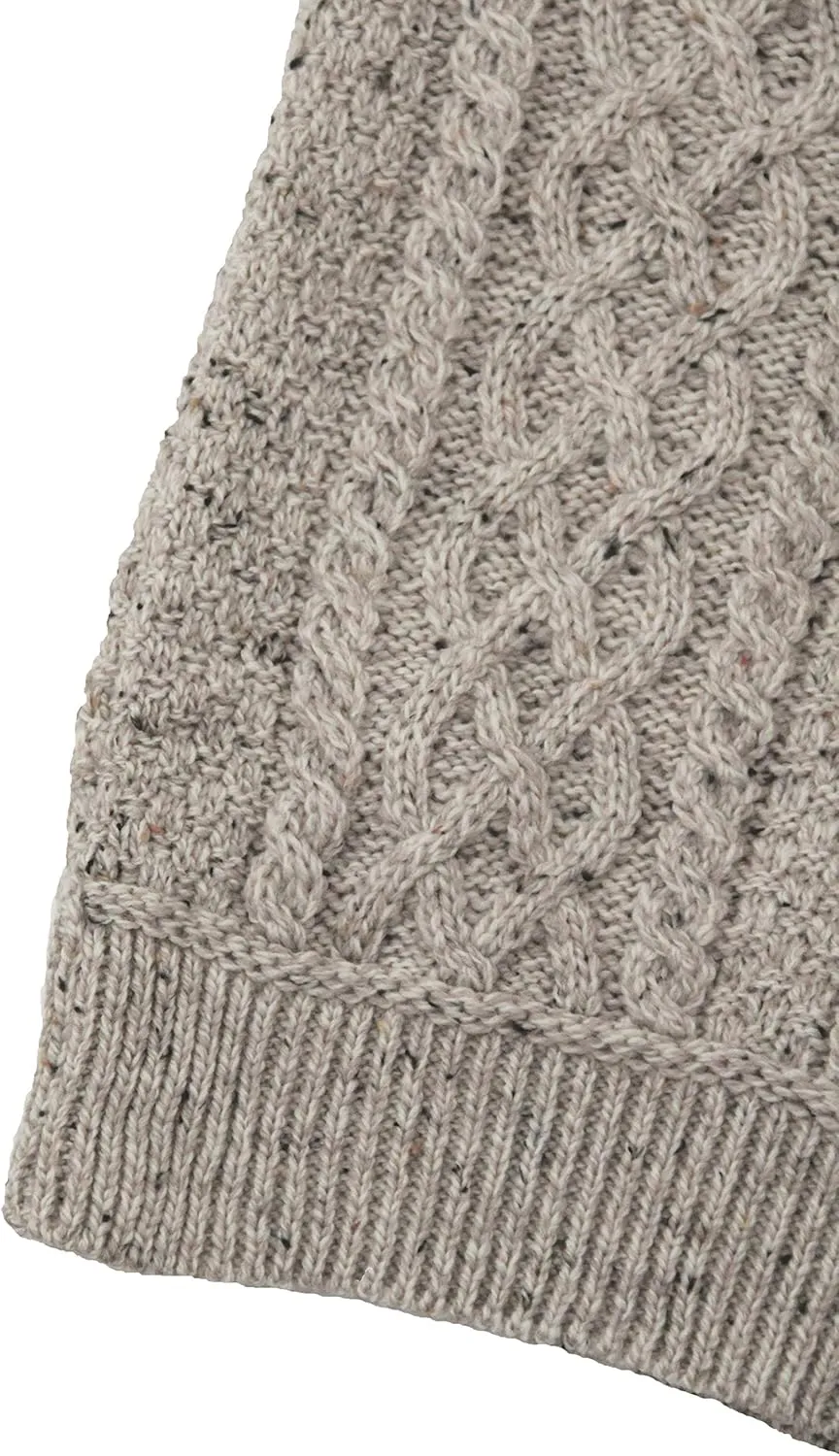 Aran Crafts Men's Soft Irish Cable Knit Shawl Collar Sweater (100% Merino Wool)