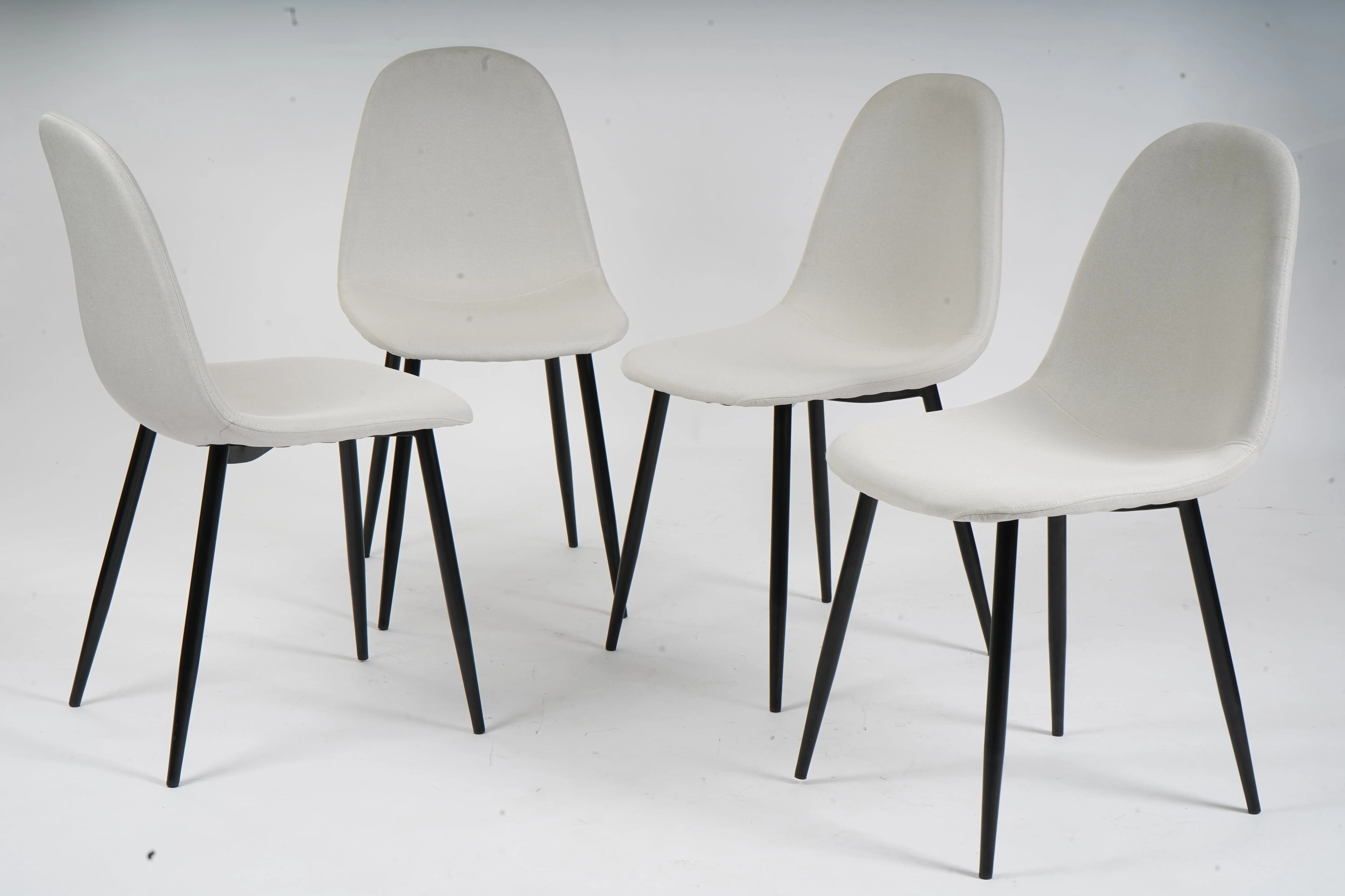 Beige Fabric Upholstered Side Dining Chairs (Set of 4) - Homy Casa