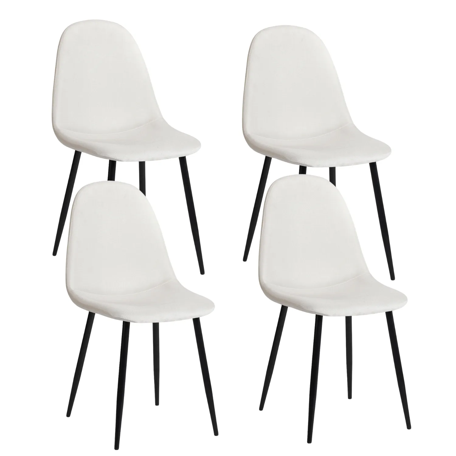 Beige Fabric Upholstered Side Dining Chairs (Set of 4) - Homy Casa