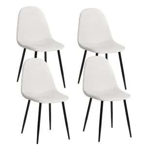 Beige Fabric Upholstered Side Dining Chairs (Set of 4) - Homy Casa