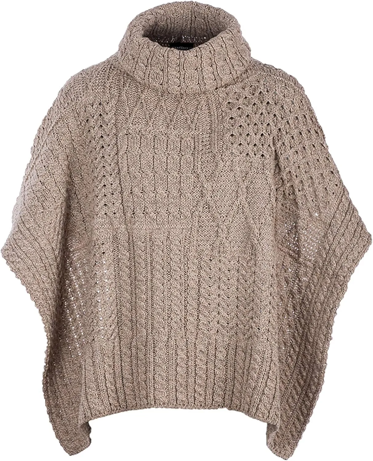 Carraig Donn 100% Irish Merino Wool Patchwork Aran Cowl Cape.