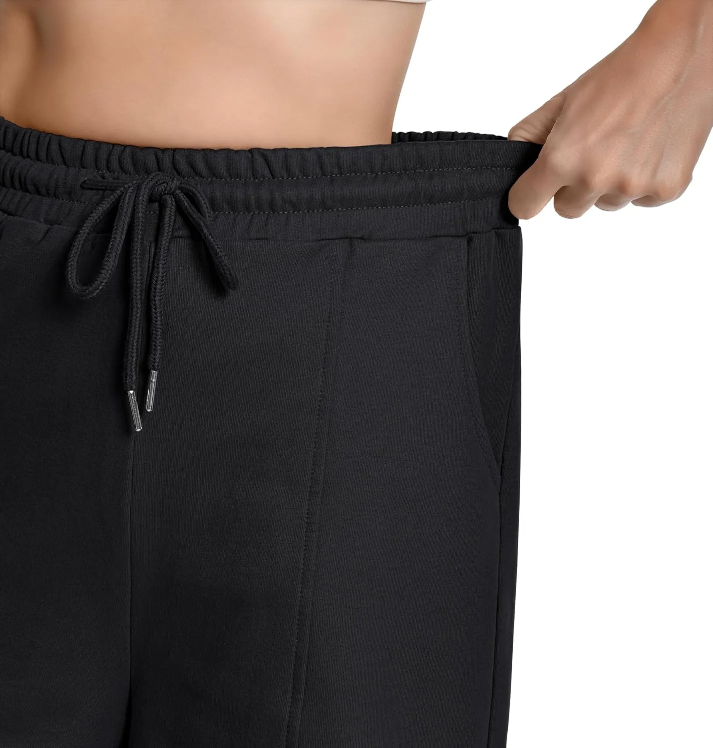 Cotton High Waisted Sweat Drawstring Casual Shorts with Pockets Summer Shorts Women
