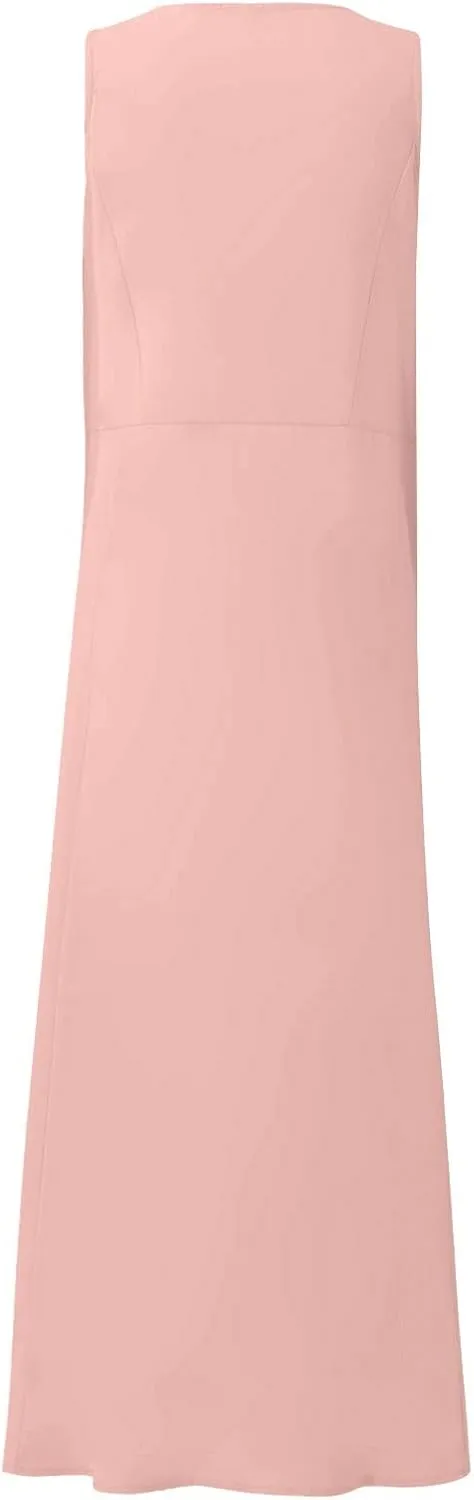 Cotton Linen Dresses for Women,Maxi Sleeveless Dresses Summer Casual Print Cotton Linen Sundress with Pockets (S-3XL)