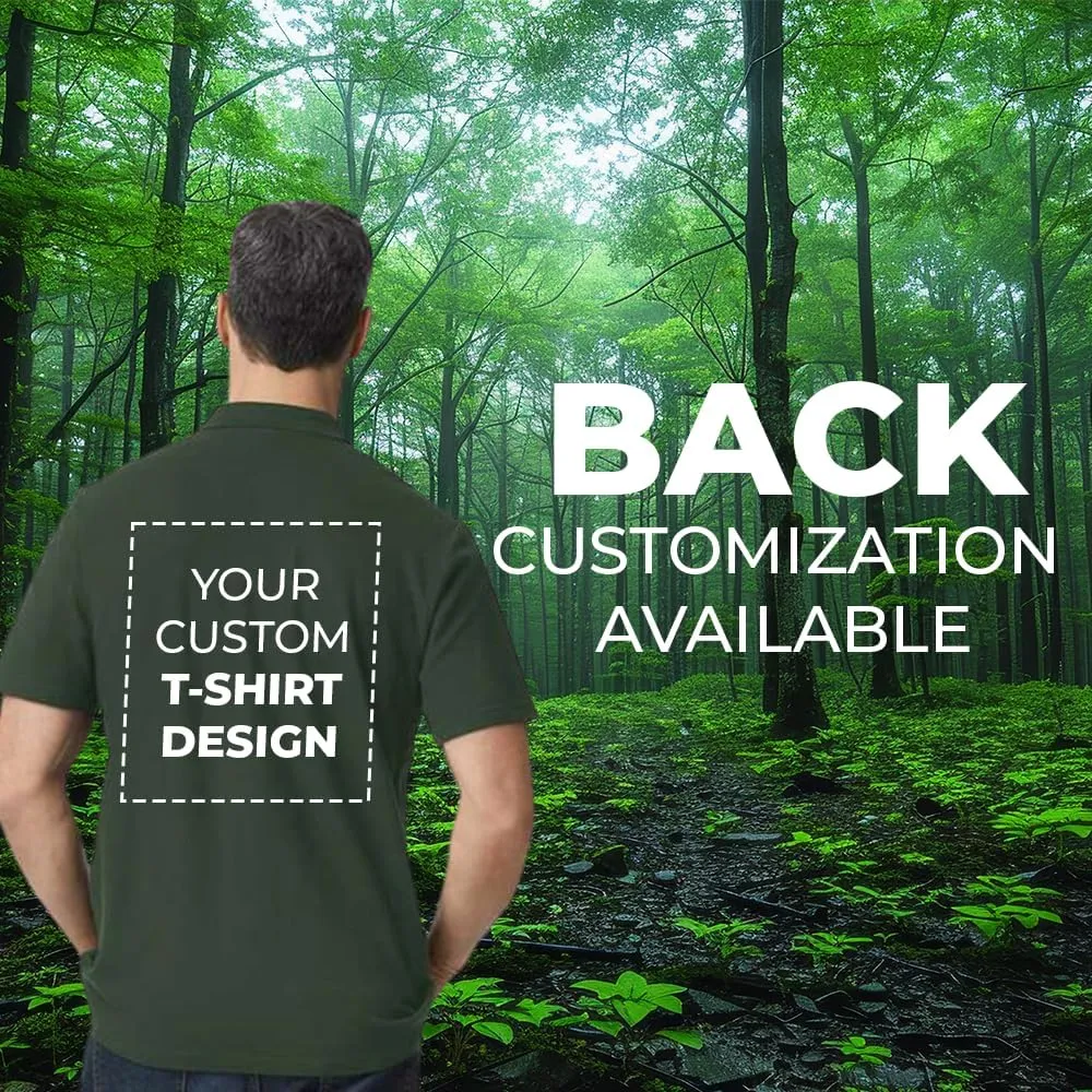 Custom Personalized Adult Customized Cotton Pique Half Sleeve Golf Polo Neck Unisex T-Shirt with Photo Text Logo Name