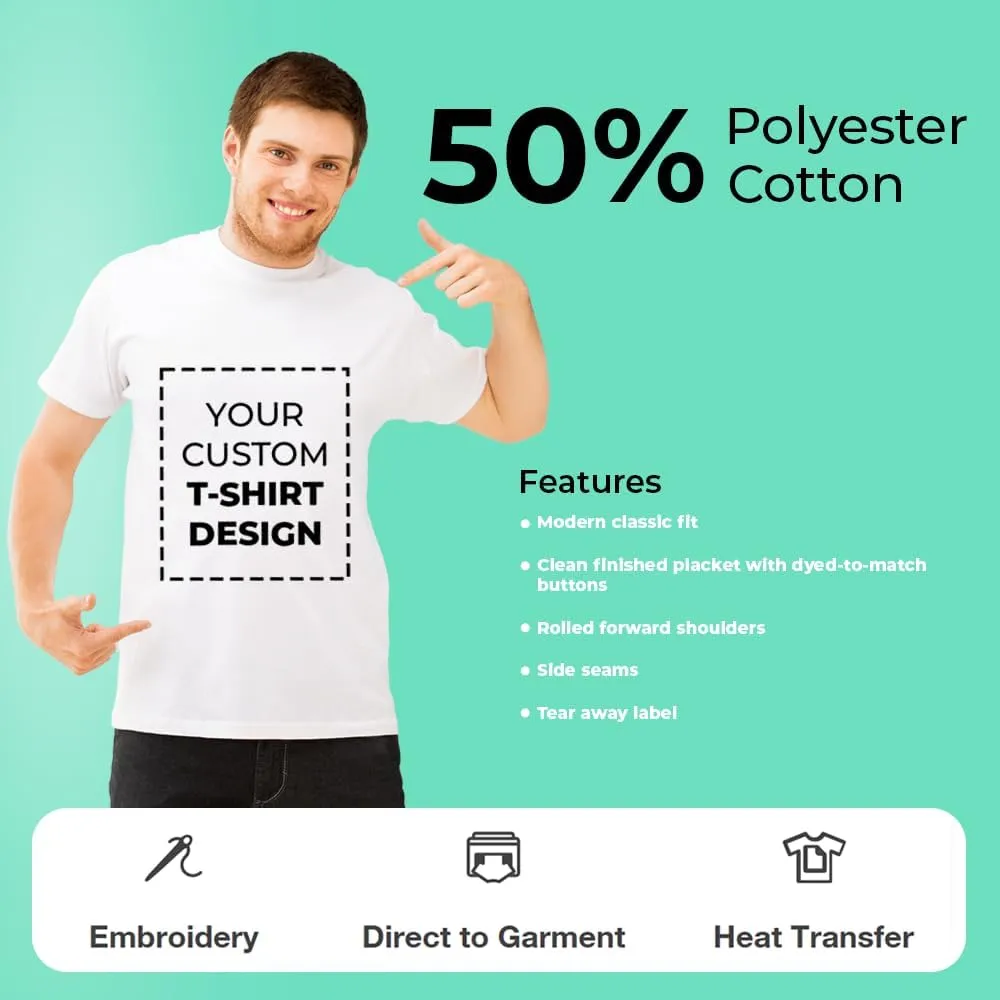 Custom Personalized Polycotton T Shirt with Text Image Logo for Men Women Unisex Front Back Design Adult Gift T-Shirt