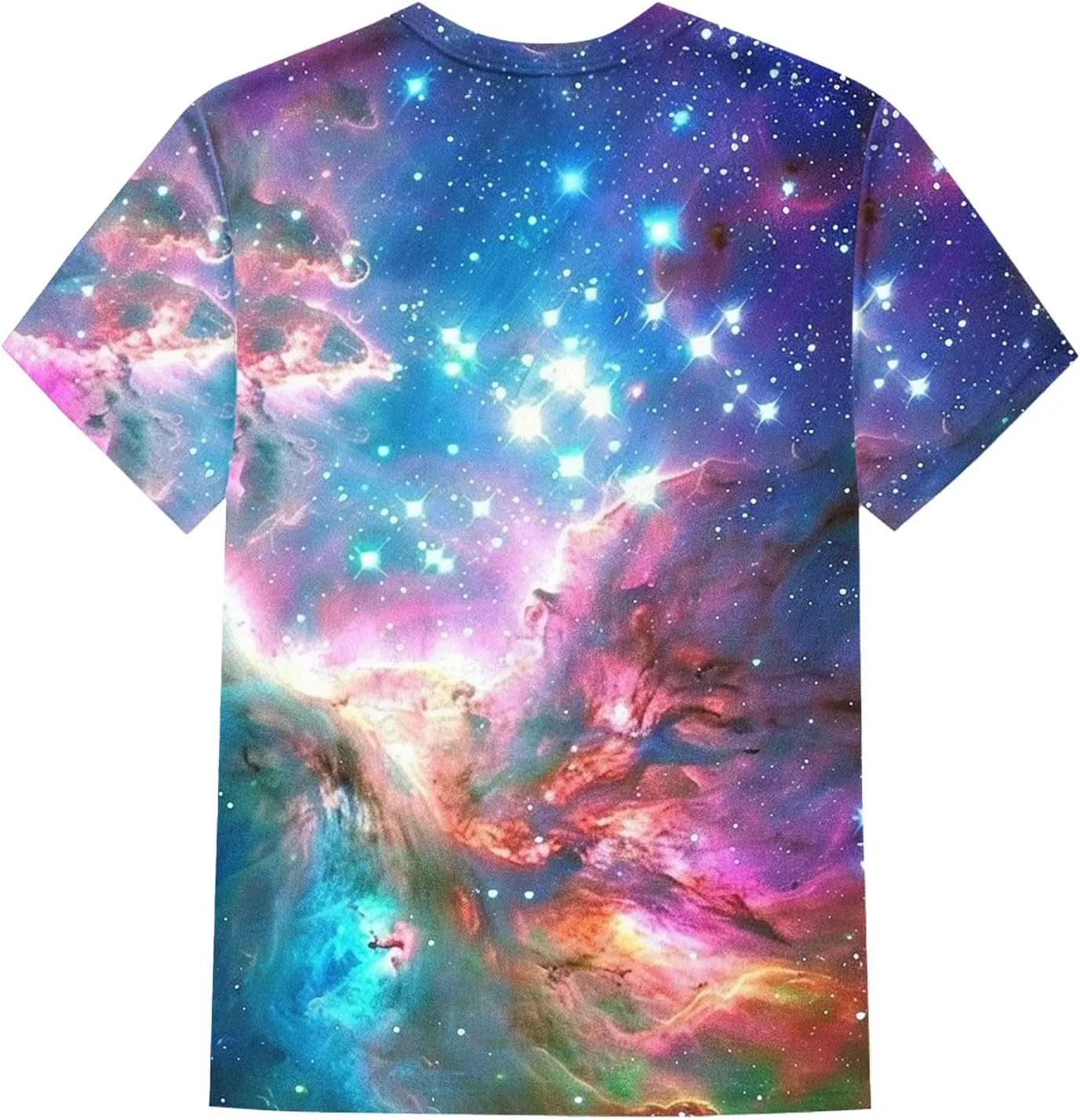 Cute Summer Tops for Women Galaxy Space Print Petite Shirts Casual Short Sleeve Crewneck Graphic Tees Blouses