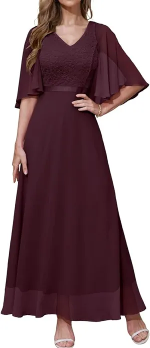 DRESSTELLS Womans Wedding Guest Formal Dress, 2025 Summer Bridesmaid Party Long Prom Church Dresses