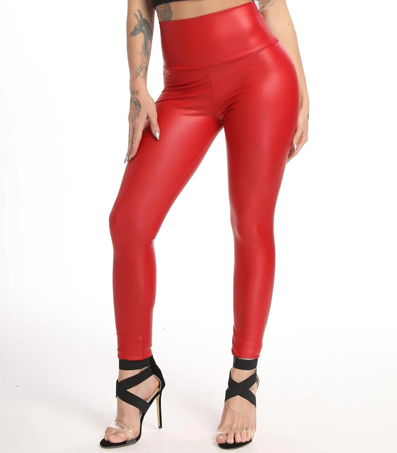 Faux Leather Leggings High Waisted Leather Pants for Women PU Slim Leather Pants Tight Legging