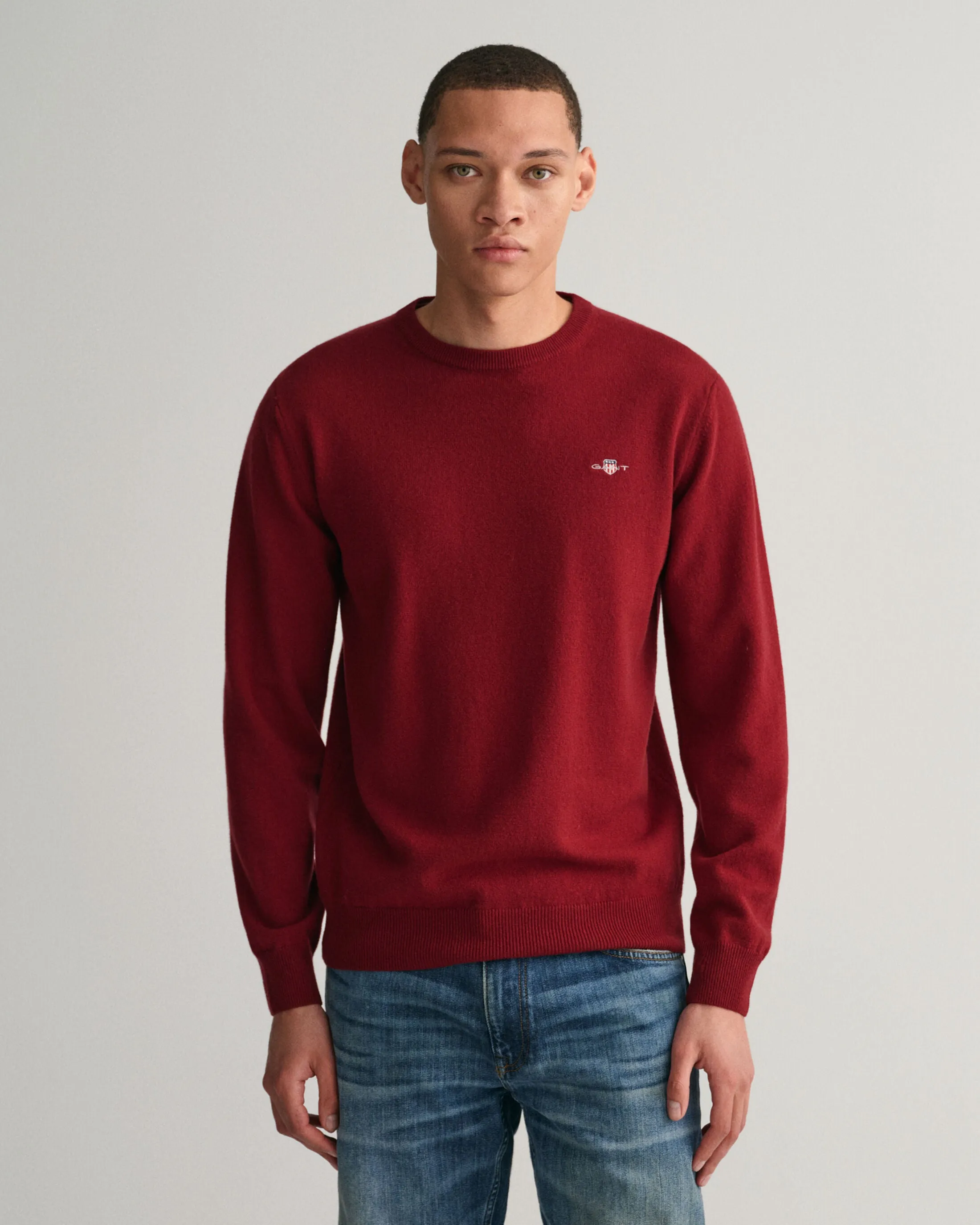 GANT - Superfine Lambswool C-Neck Sweater, Port Red