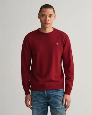 GANT - Superfine Lambswool C-Neck Sweater, Port Red