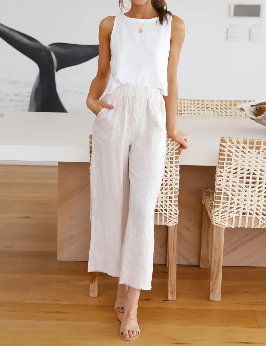 IDEALSANXUN Womens Linen Crop Tank Tops Cute Summer Sleeveless Cropped Linen Tops