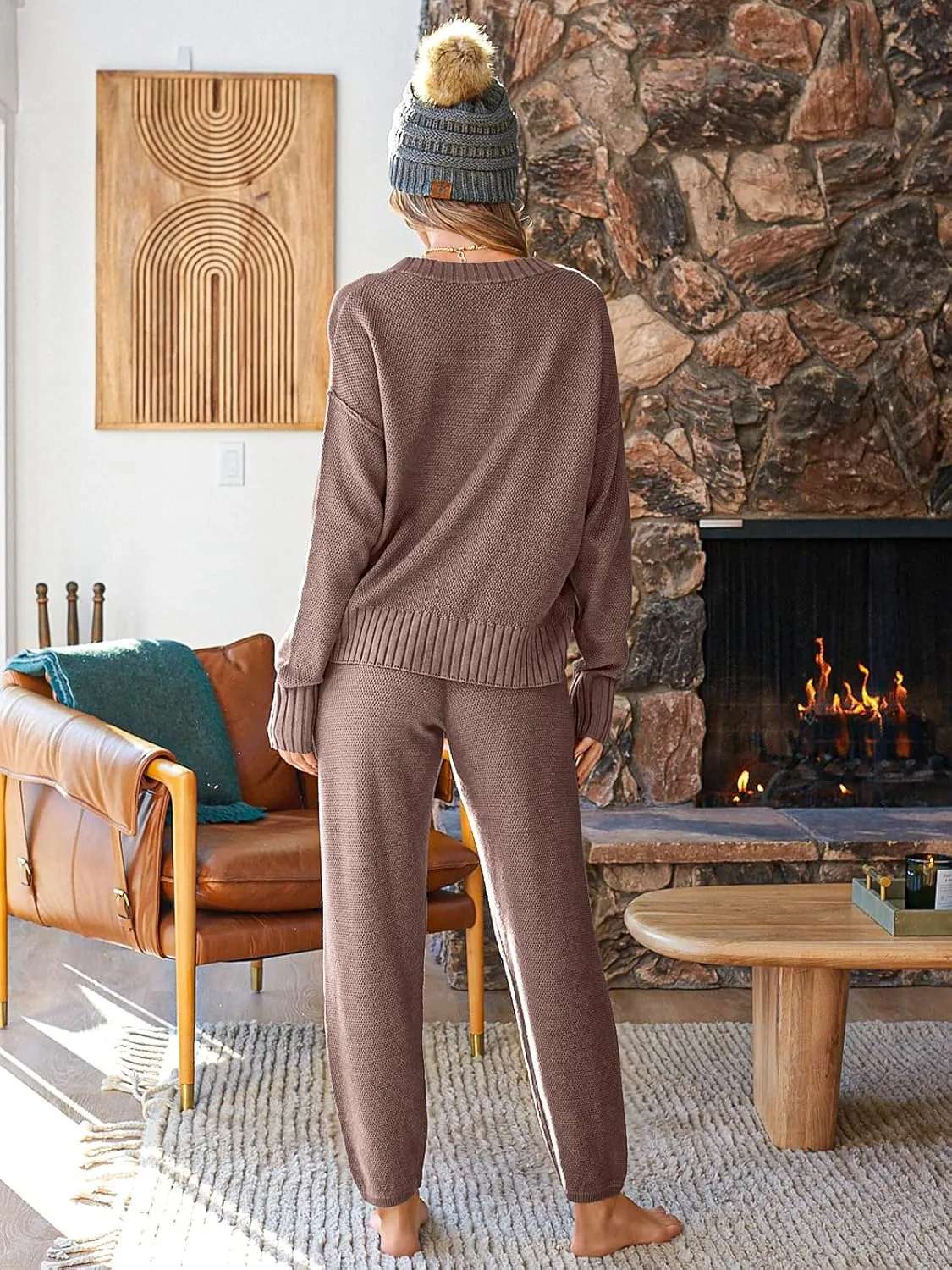 LILLUSORY Womens Cardigan Pants Sets 2 Piece Slouchy Sweater Loungewear