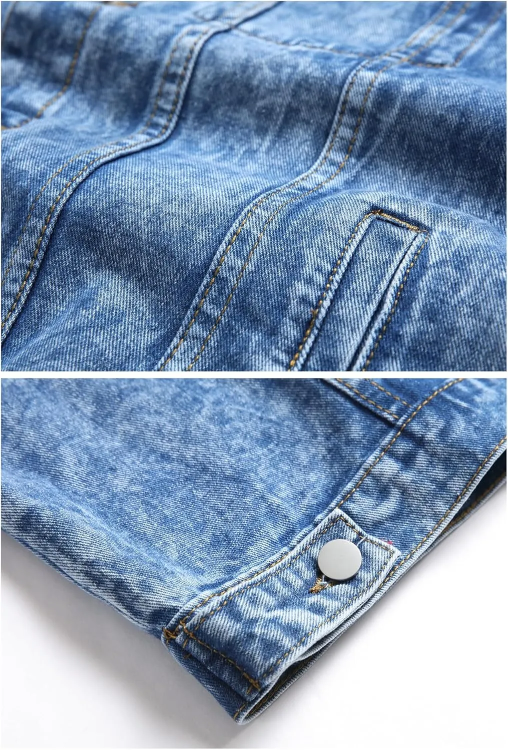 LZLER Men's Denim Jackets Distressed Destroyed Classic Vintage Slim Fit Ripped 2024 Fashion Trendy Trucker Jean Jackets