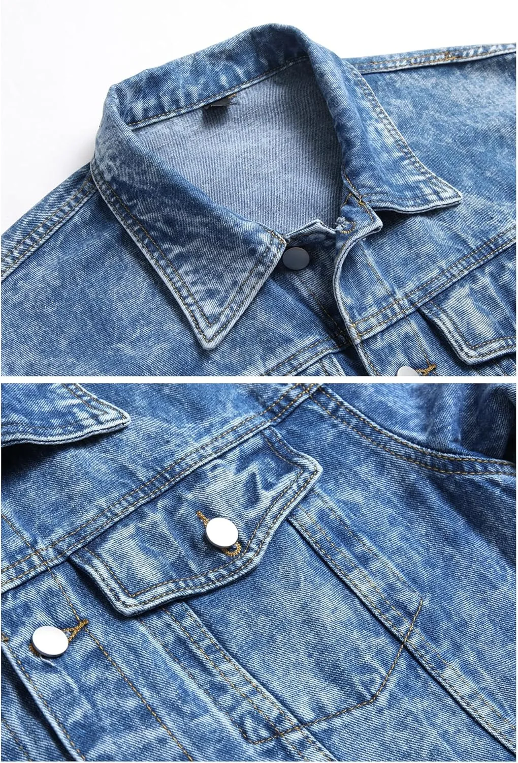 LZLER Men's Denim Jackets Distressed Destroyed Classic Vintage Slim Fit Ripped 2024 Fashion Trendy Trucker Jean Jackets