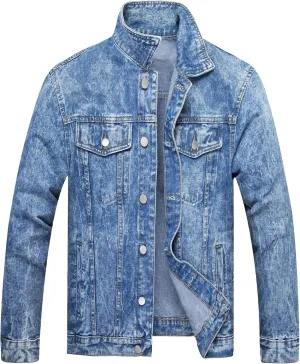 LZLER Men's Denim Jackets Distressed Destroyed Classic Vintage Slim Fit Ripped 2024 Fashion Trendy Trucker Jean Jackets