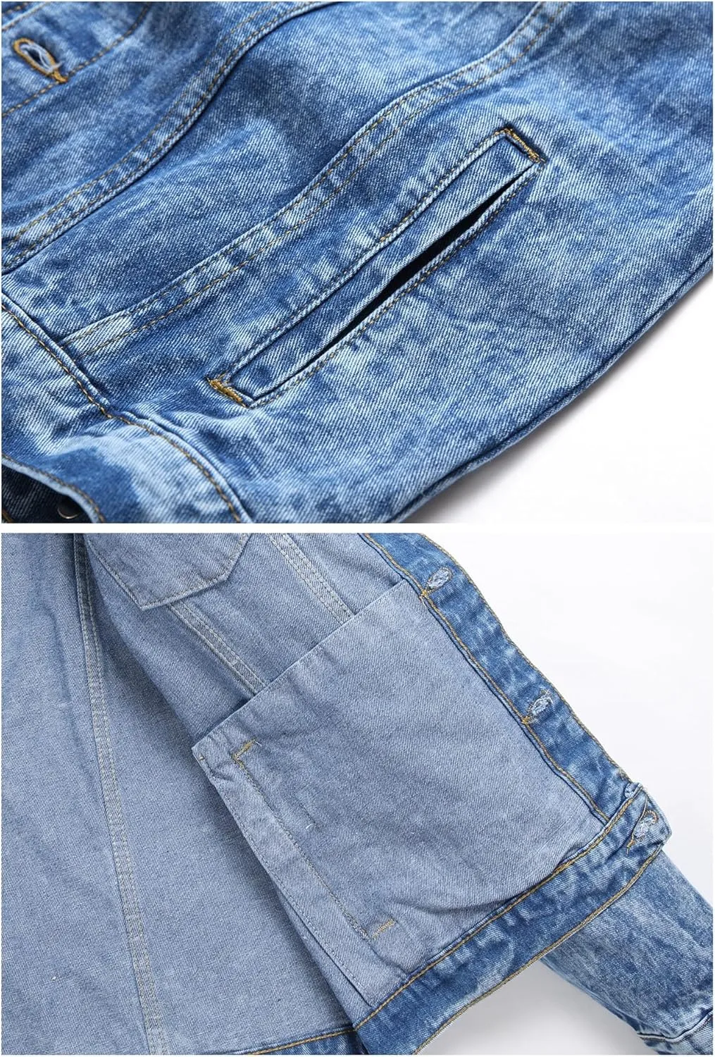 LZLER Men's Denim Jackets Distressed Destroyed Classic Vintage Slim Fit Ripped 2024 Fashion Trendy Trucker Jean Jackets