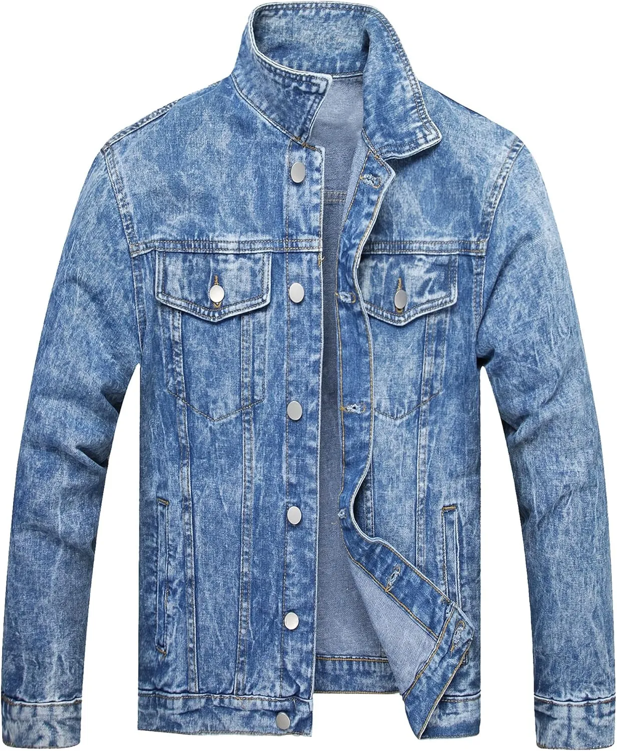 LZLER Men's Denim Jackets Distressed Destroyed Classic Vintage Slim Fit Ripped 2024 Fashion Trendy Trucker Jean Jackets