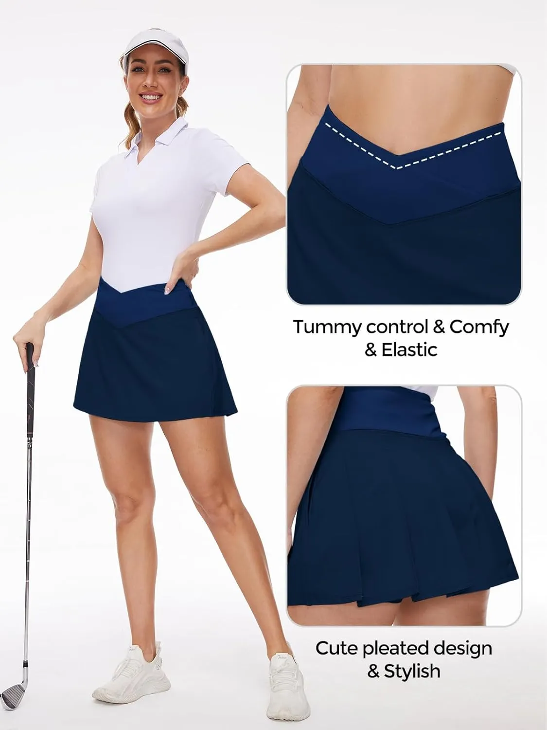 M MOTEEPI Tennis Skirt with Pockets Shorts Crossover High Waisted Golf Athletic Skort Skirts for Pickleball Workout Running