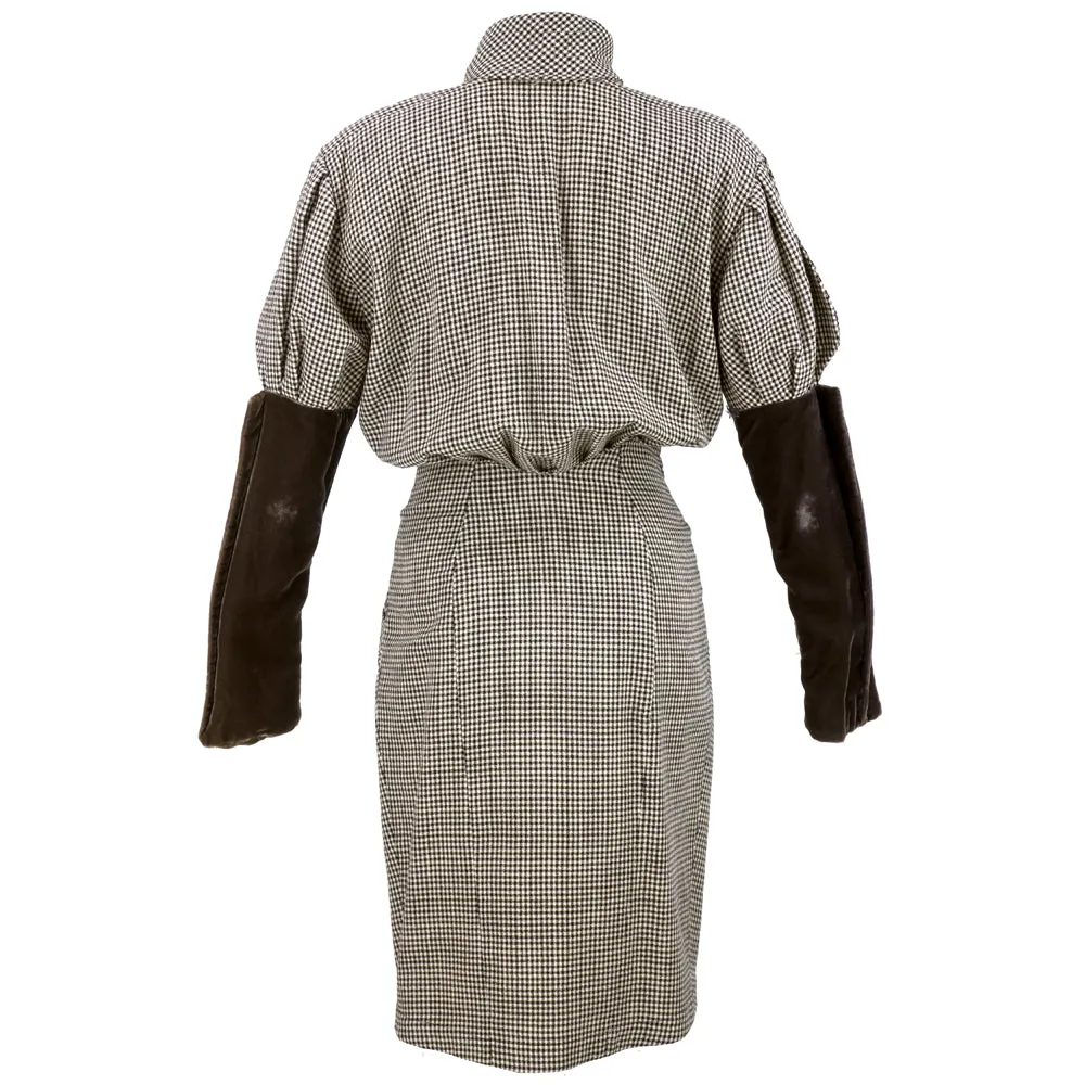 MUGLER 80s Black & White Houndstooth Dress