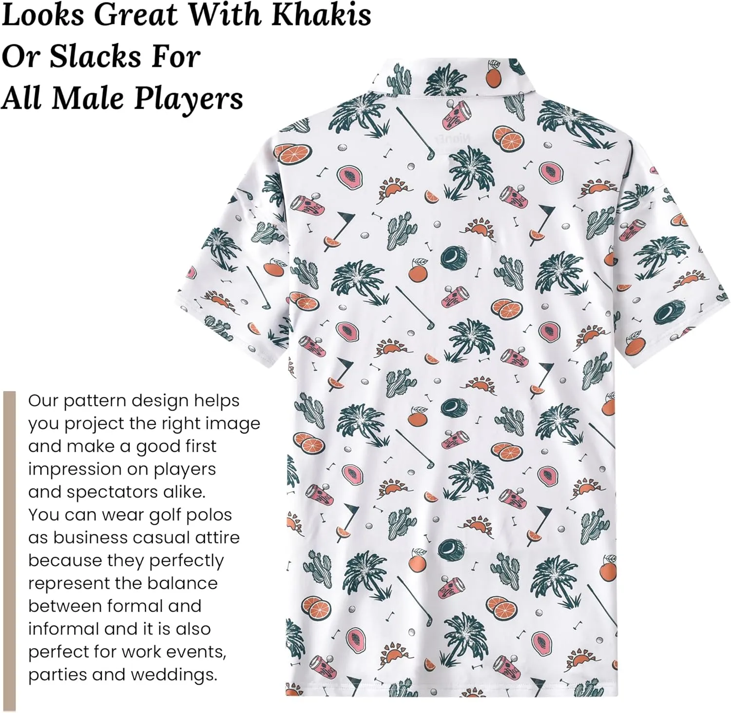 NianEr Mens Cool Crazy Funny Golf Polo Shirts Summer Dry Fit Short Sleeve Performance Moisture Wicking