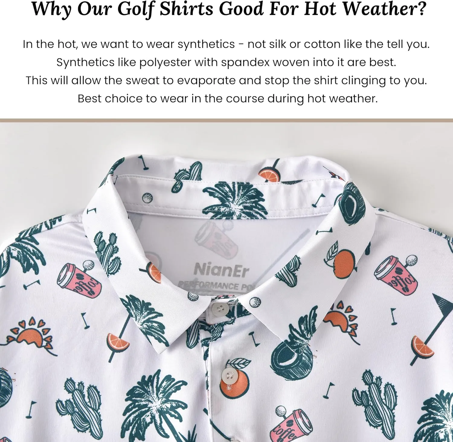 NianEr Mens Cool Crazy Funny Golf Polo Shirts Summer Dry Fit Short Sleeve Performance Moisture Wicking