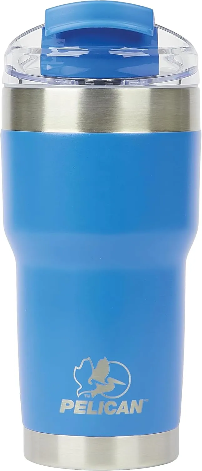 Pelican Hydration Pelican Traveler 22 oz Vacuum Insulated Tumbler - Stainless Steel Double Wall Travel with Dual Lid, Powder Coated Insulated Coffee Mug For Hot Cold Drinks, Azure
