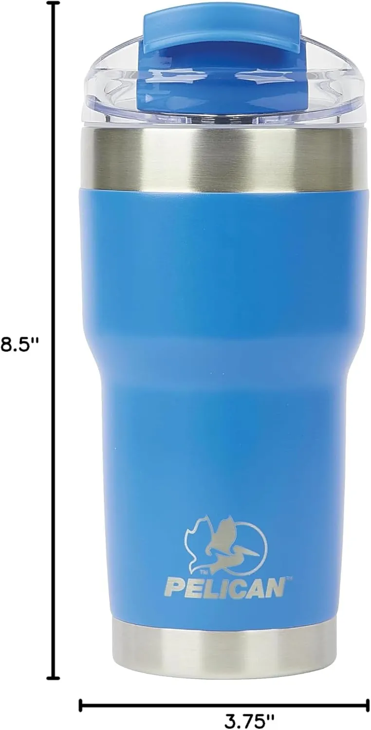Pelican Hydration Pelican Traveler 22 oz Vacuum Insulated Tumbler - Stainless Steel Double Wall Travel with Dual Lid, Powder Coated Insulated Coffee Mug For Hot Cold Drinks, Azure