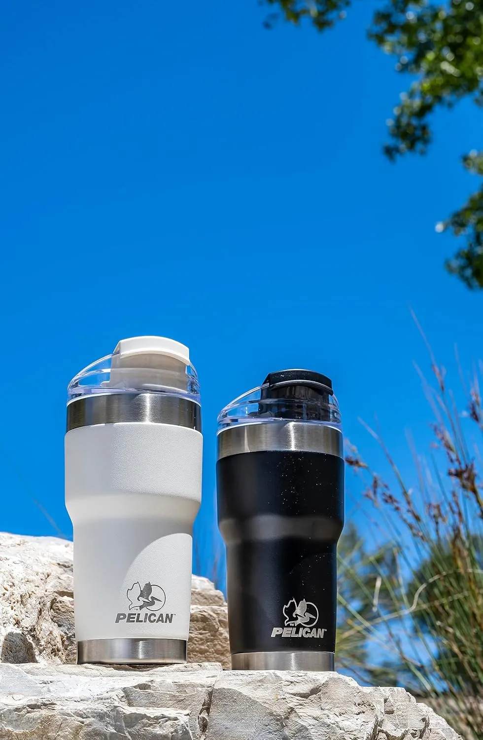 Pelican Hydration Pelican Traveler 22 oz Vacuum Insulated Tumbler - Stainless Steel Double Wall Travel with Dual Lid, Powder Coated Insulated Coffee Mug For Hot Cold Drinks, Azure