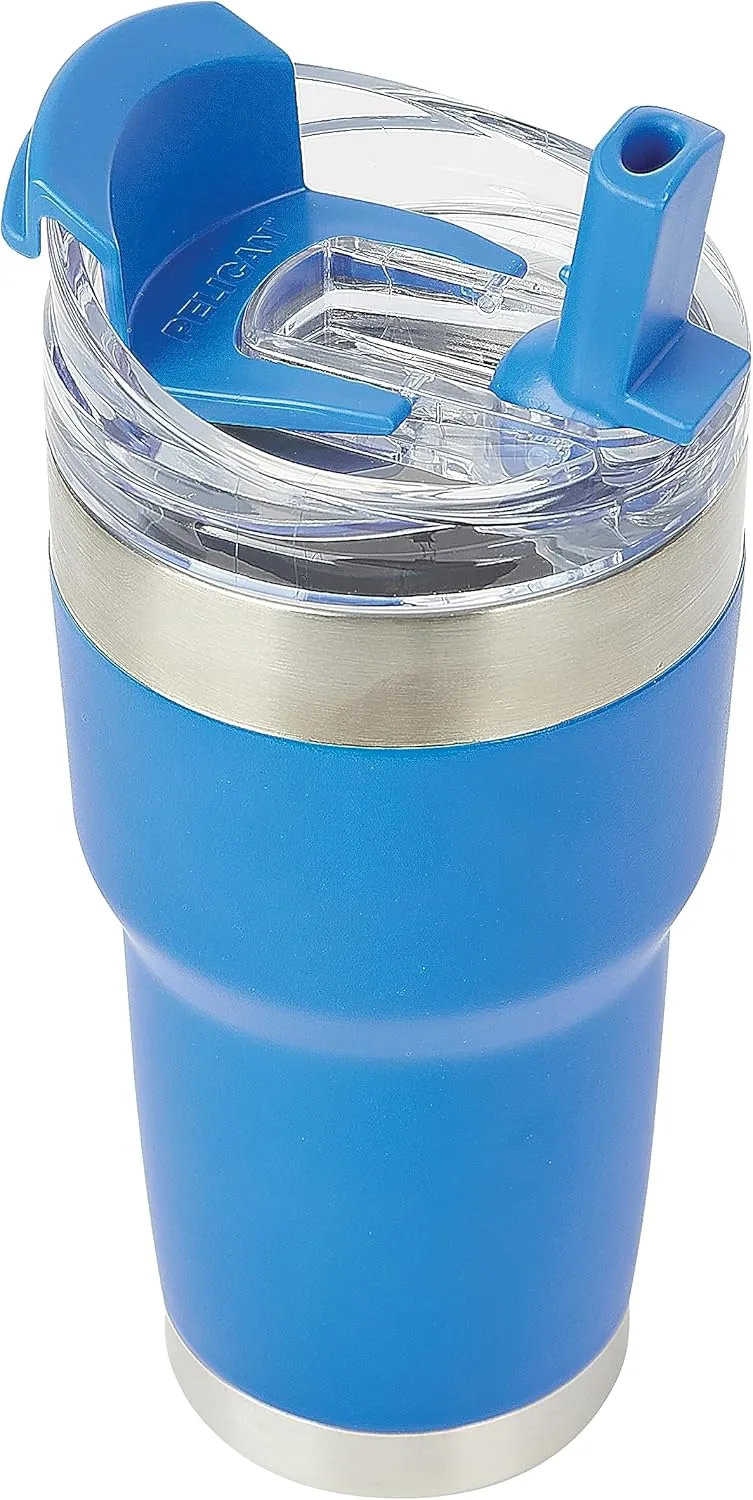 Pelican Hydration Pelican Traveler 22 oz Vacuum Insulated Tumbler - Stainless Steel Double Wall Travel with Dual Lid, Powder Coated Insulated Coffee Mug For Hot Cold Drinks, Azure
