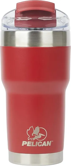 Pelican Hydration Pelican Traveler 22 oz Vacuum Insulated Tumbler - Stainless Steel Double Wall Travel with Dual Lid, Powder Coated Insulated Coffee Mug For Hot Cold Drinks, Brick