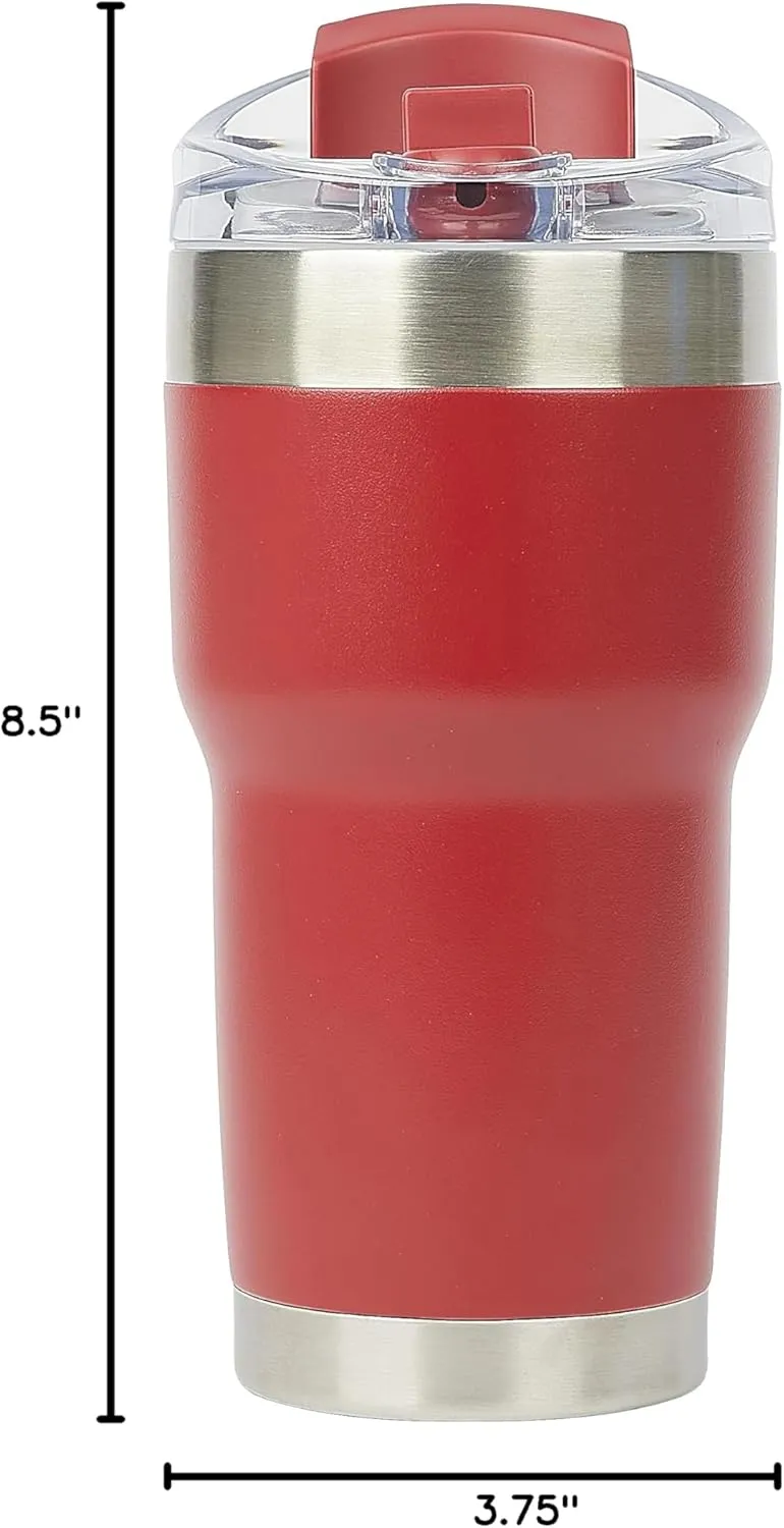 Pelican Hydration Pelican Traveler 22 oz Vacuum Insulated Tumbler - Stainless Steel Double Wall Travel with Dual Lid, Powder Coated Insulated Coffee Mug For Hot Cold Drinks, Brick
