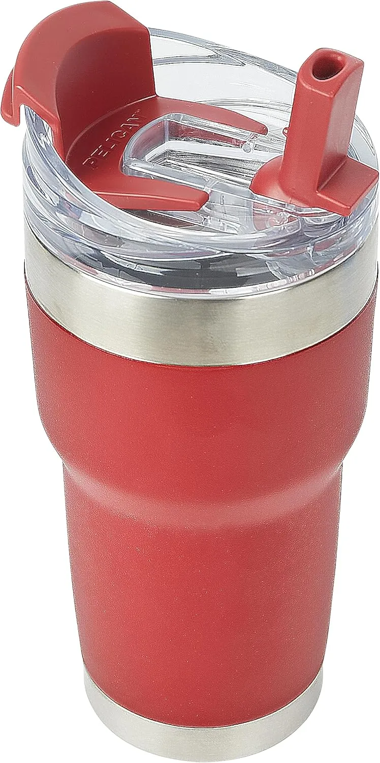 Pelican Hydration Pelican Traveler 22 oz Vacuum Insulated Tumbler - Stainless Steel Double Wall Travel with Dual Lid, Powder Coated Insulated Coffee Mug For Hot Cold Drinks, Brick