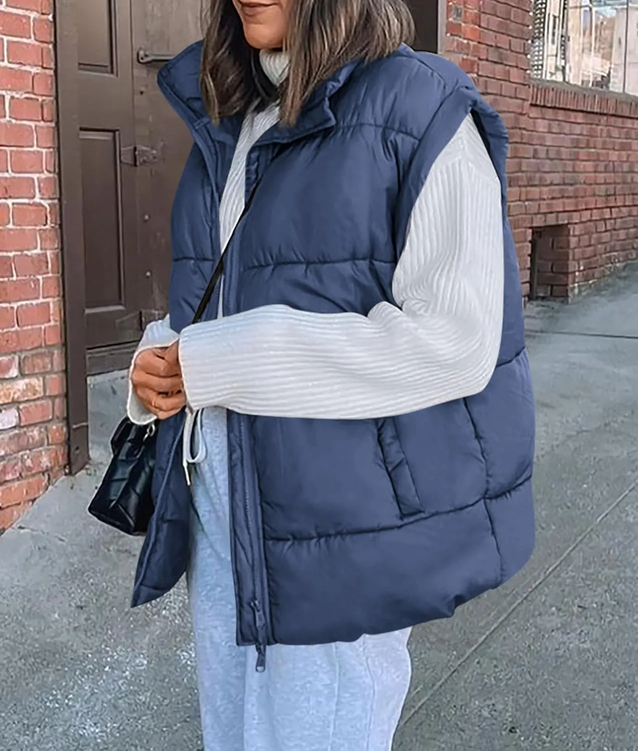 PRETTYGARDEN Women's Puffer Vest Fall Casual Stand Collar Lightweight Sleeveless Zip Up Padded Jackets Outerwear