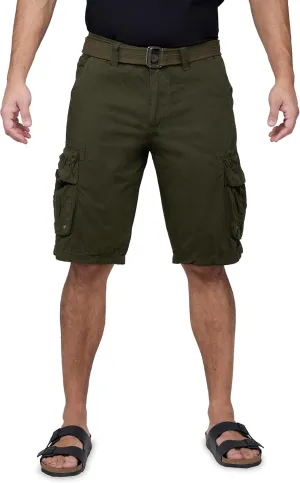 RAW X Mens Belted Cargo Shorts, Relaxed Fit Casual Knee Length Cargo Shorts for Men (Big and Tall Shorts for Men)