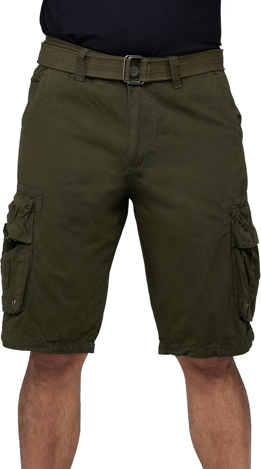 RAW X Mens Belted Cargo Shorts, Relaxed Fit Casual Knee Length Cargo Shorts for Men (Big and Tall Shorts for Men)