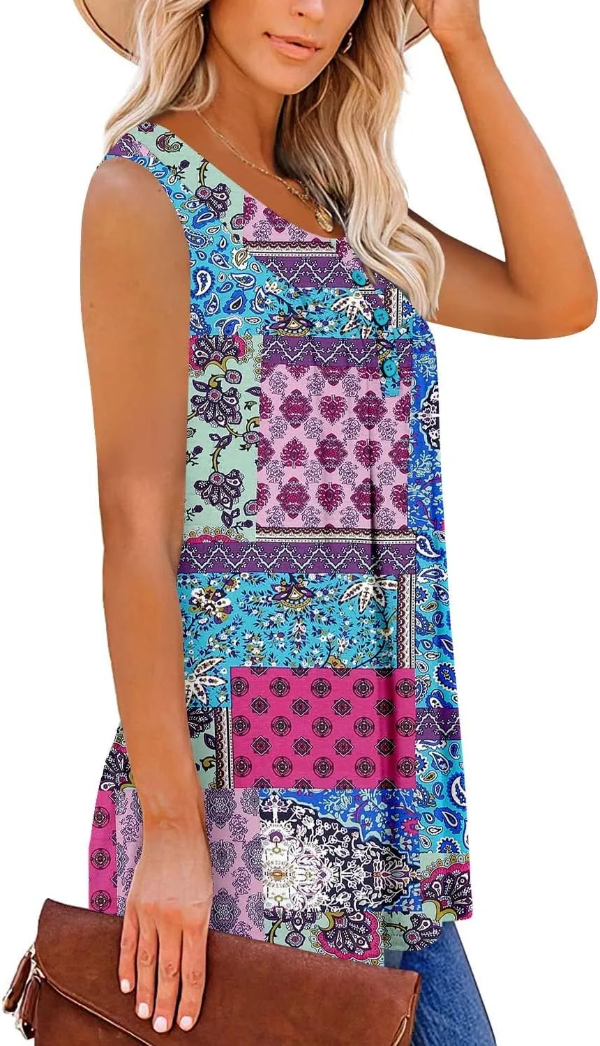 ROSELINLIN Womens Tank Tops and Short Sleeve Floral Summer Tops