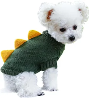 Small Dog Sweaters Cute Dinosaur Pullover Sweater Winter Comfortable Soft Clothes for Small Dogs Boy Girl Cat Cold Weather Warm Knitwear Sweatshirt Christmas Pet Puppy Kitten Shirts