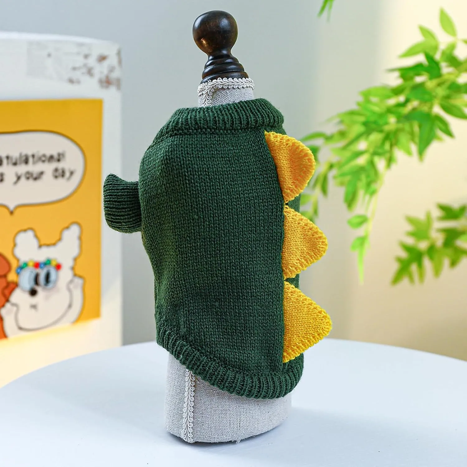 Small Dog Sweaters Cute Dinosaur Pullover Sweater Winter Comfortable Soft Clothes for Small Dogs Boy Girl Cat Cold Weather Warm Knitwear Sweatshirt Christmas Pet Puppy Kitten Shirts